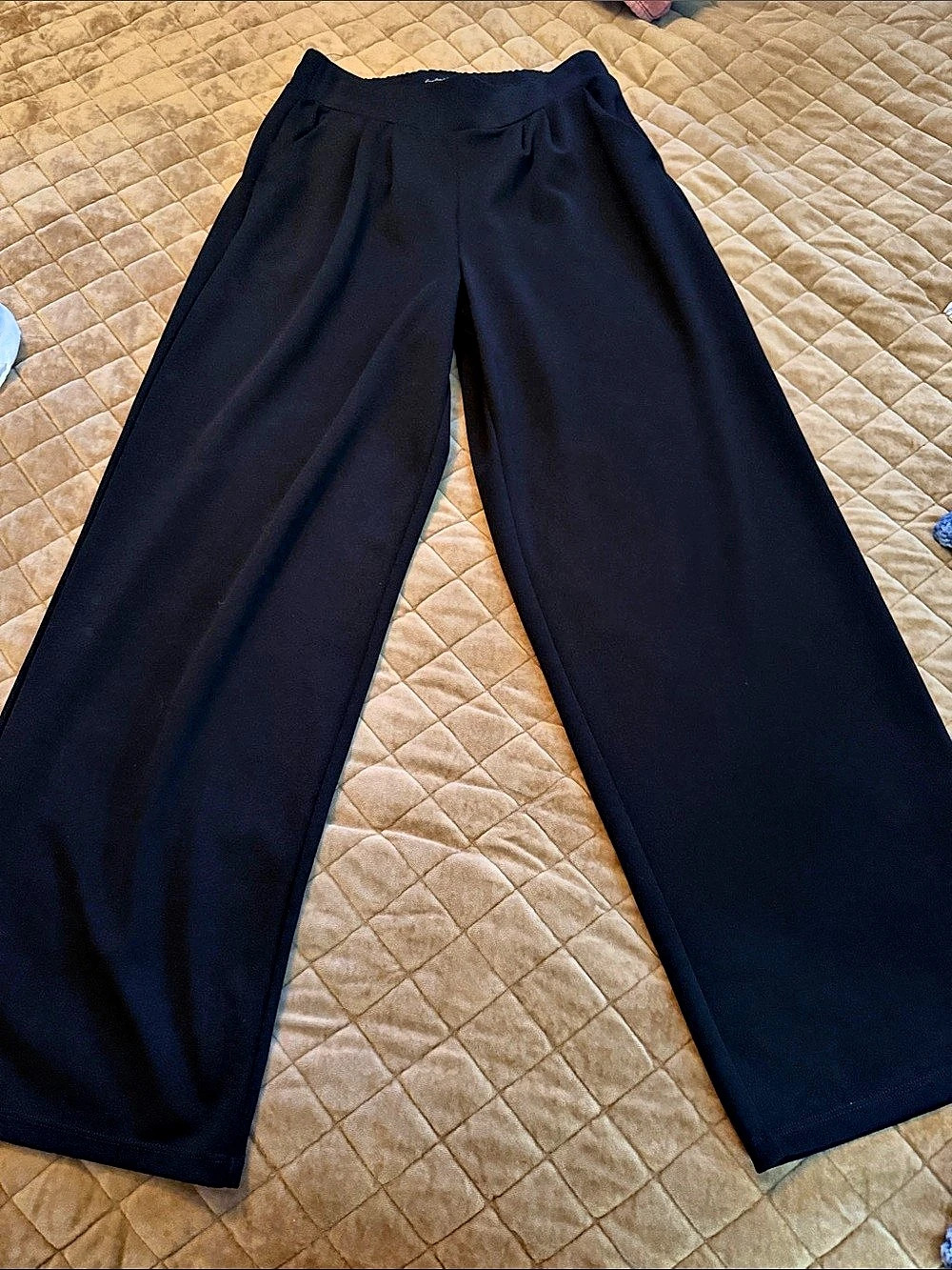 Wide Leg Polyester Pants in Black Size Medium Like